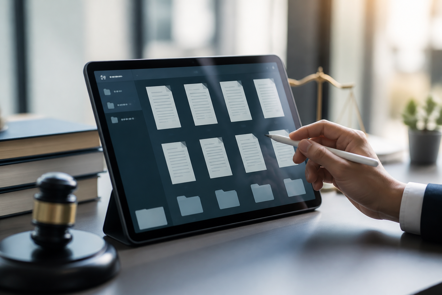 Digital interface showing organized legal documents