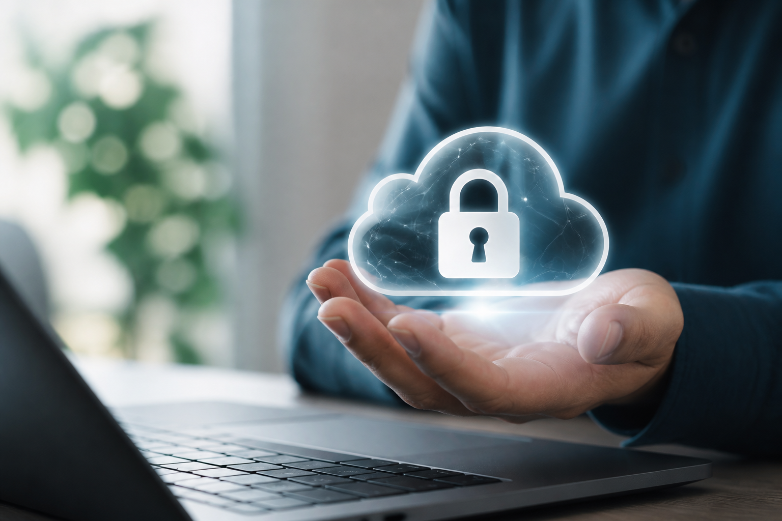 Digital lock icon representing cloud security