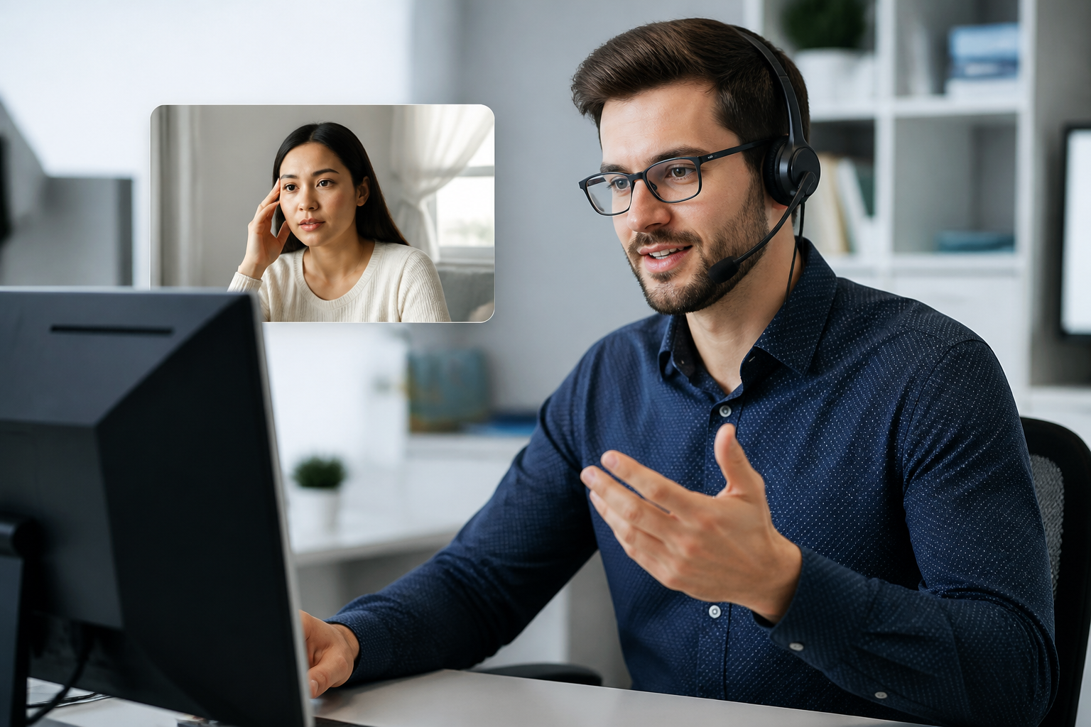 IT support staff assisting a client remotely