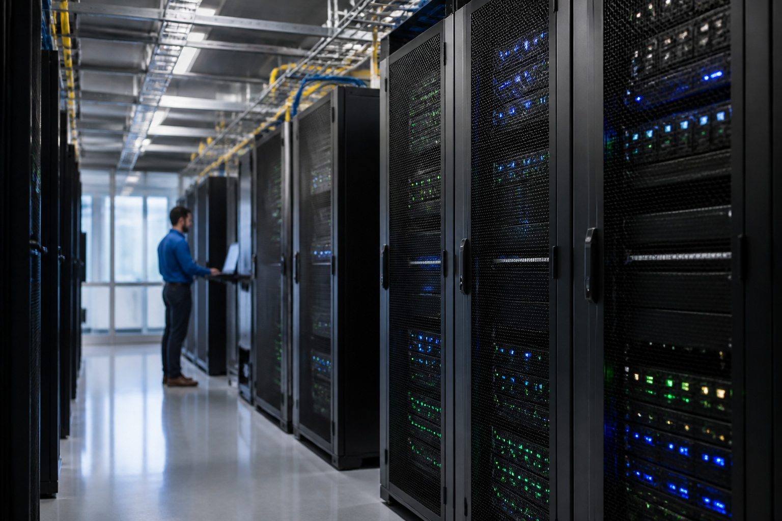 Secure cloud data center with multiple servers and network infrastructure