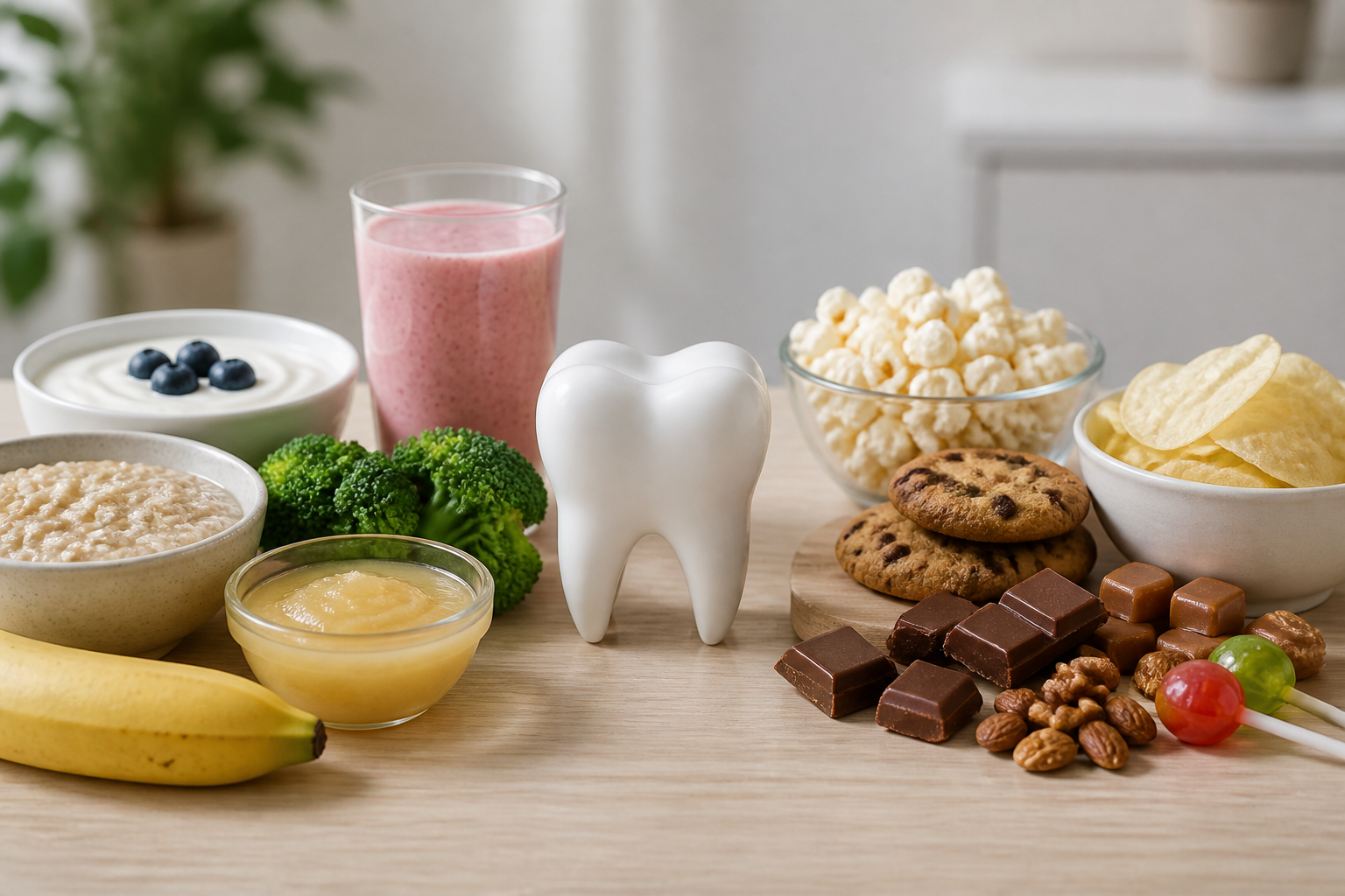 Table of safe and unsafe foods for tooth pain before endodontic treatment
