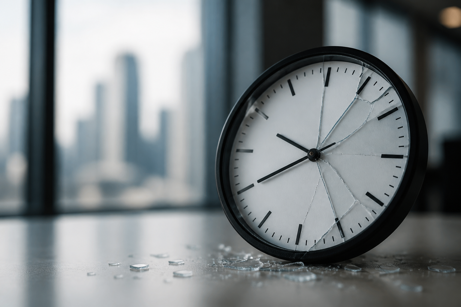 A broken clock face illustrating lost time during IT downtime