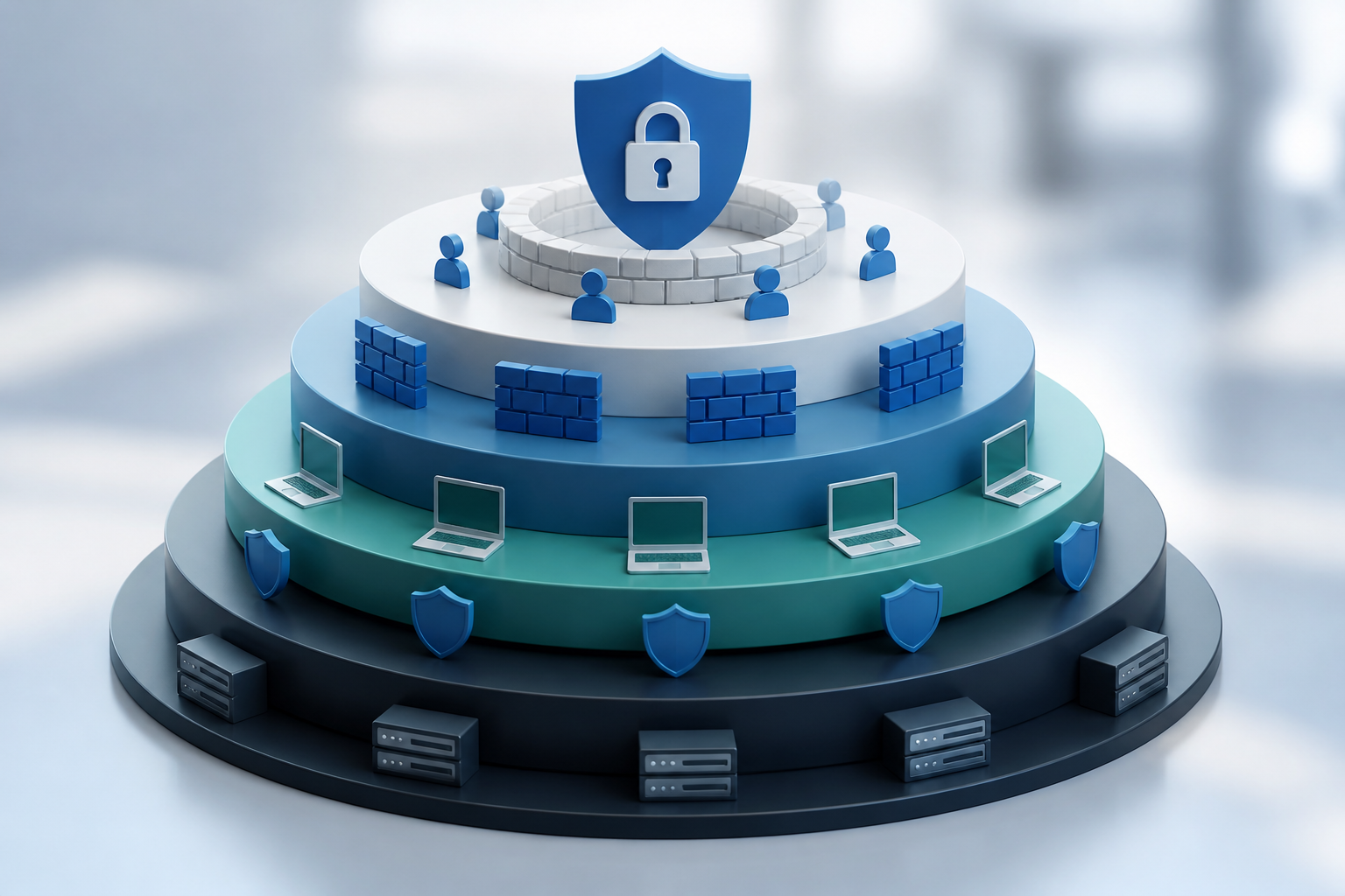 Diagram illustrating a layered cybersecurity defense strategy