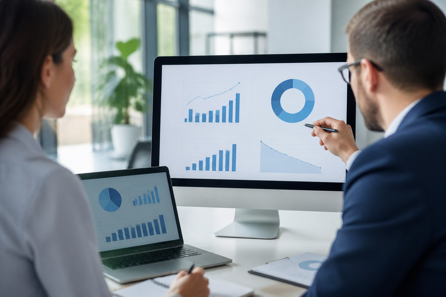 Graphs showing improved operational efficiency and reduced IT costs with co-managed IT