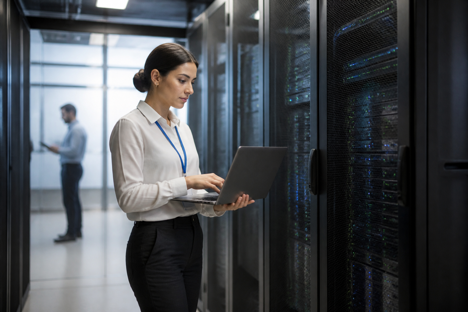 Secure server room demonstrating data protection for EMR systems