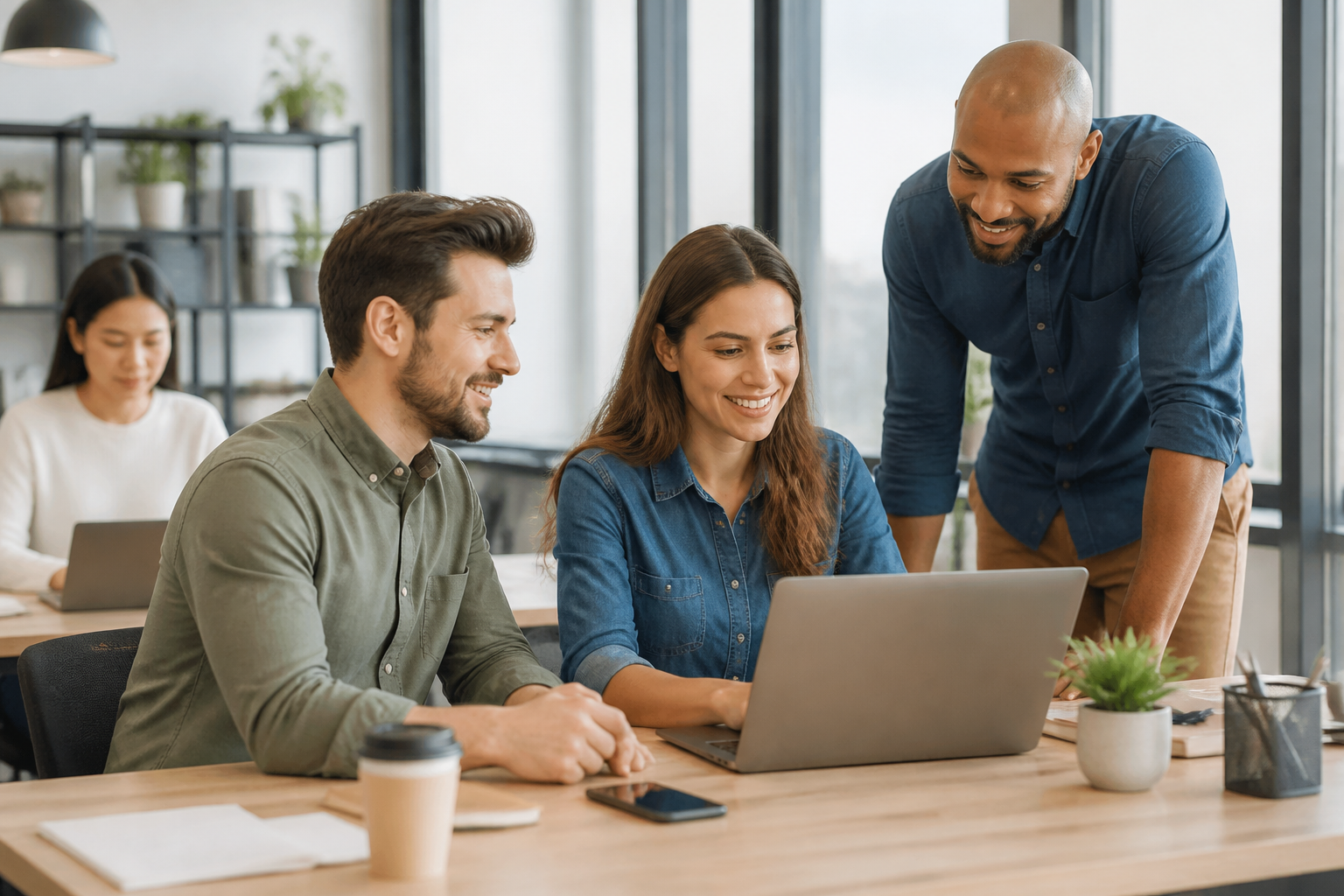Small business team collaborating efficiently after cloud migration