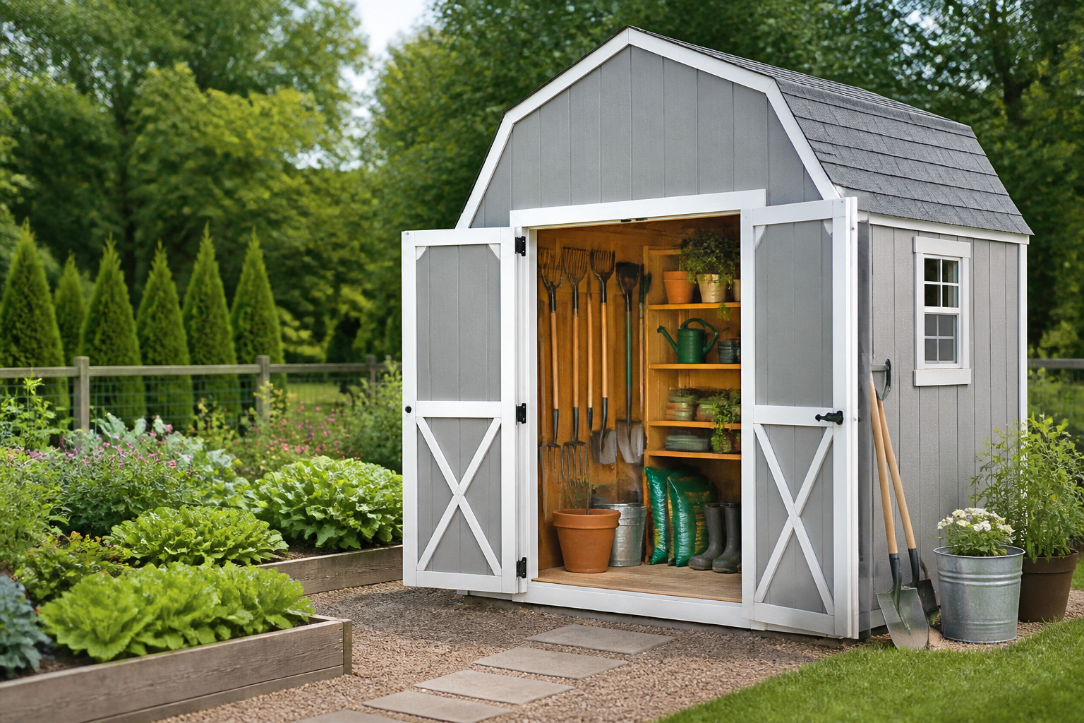 A sturdy metal carport protecting vehicles from the elements.