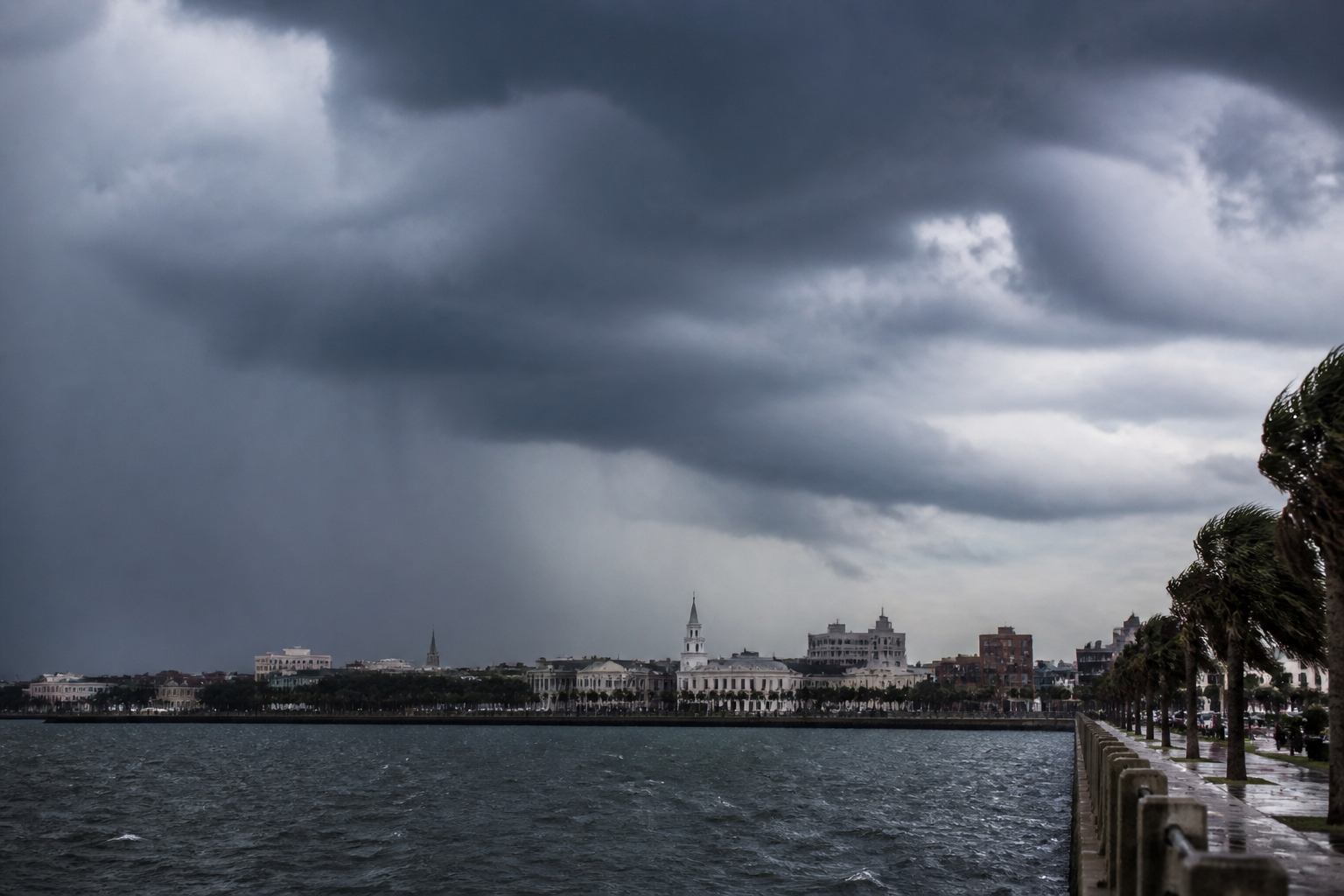 Charleston skyline during a storm, illustrating the need for IT disaster recovery planning