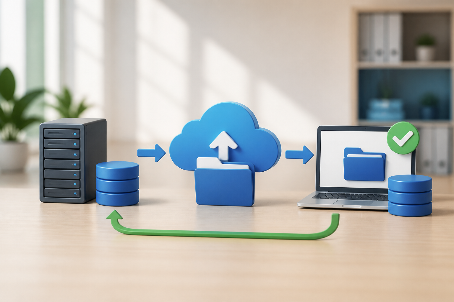 Diagram showing the flow of data backup and recovery processes