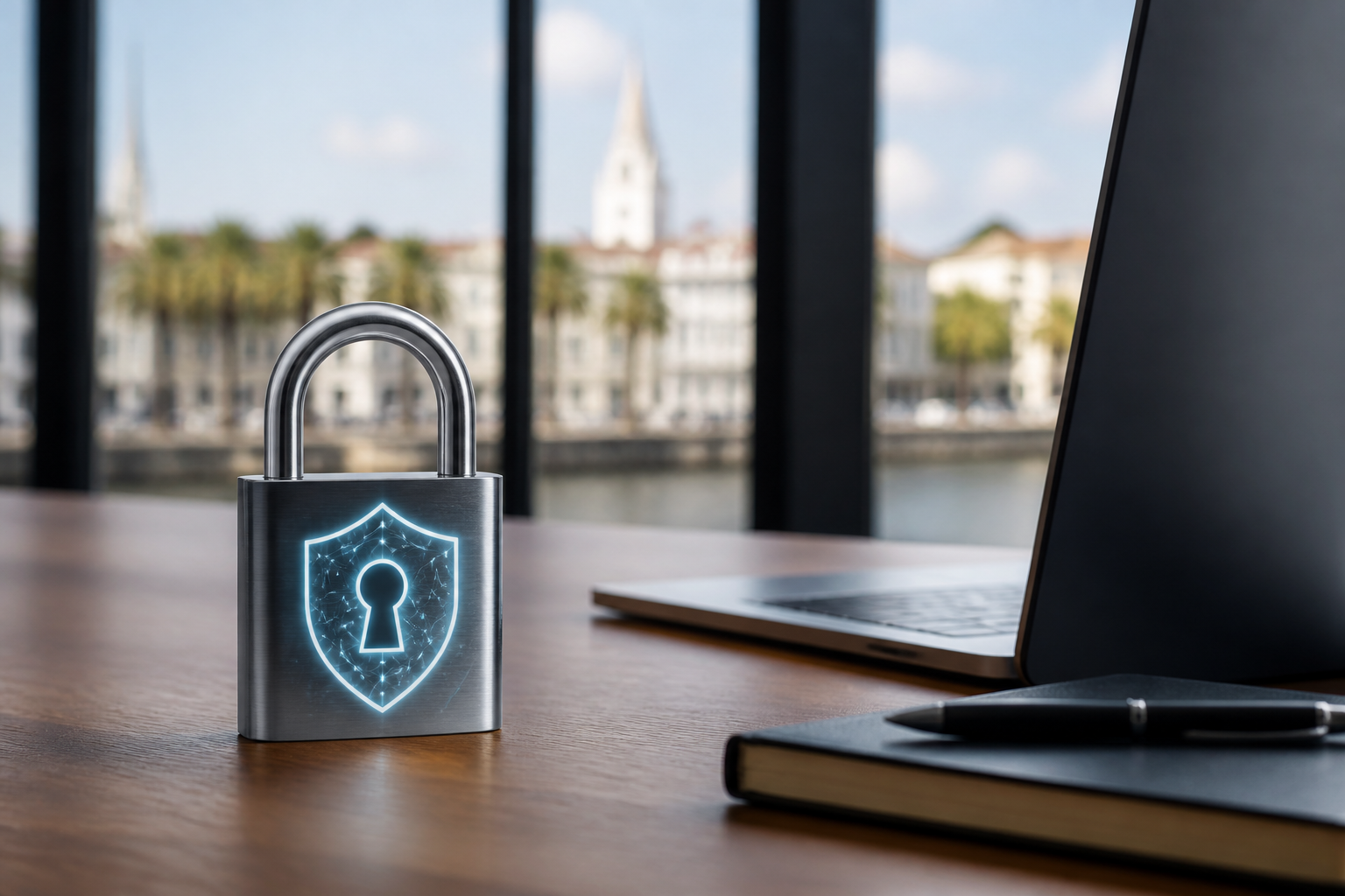 Digital padlock symbolizing cybersecurity and data protection for businesses in Charleston, SC