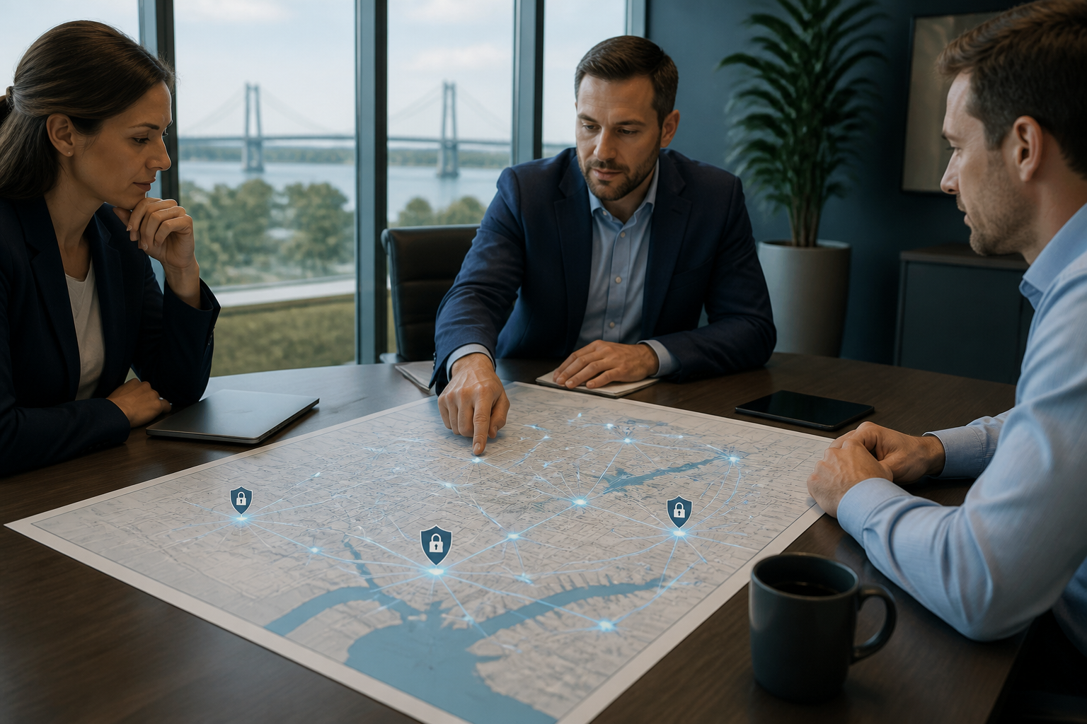 Secure network infrastructure map for North Charleston business
