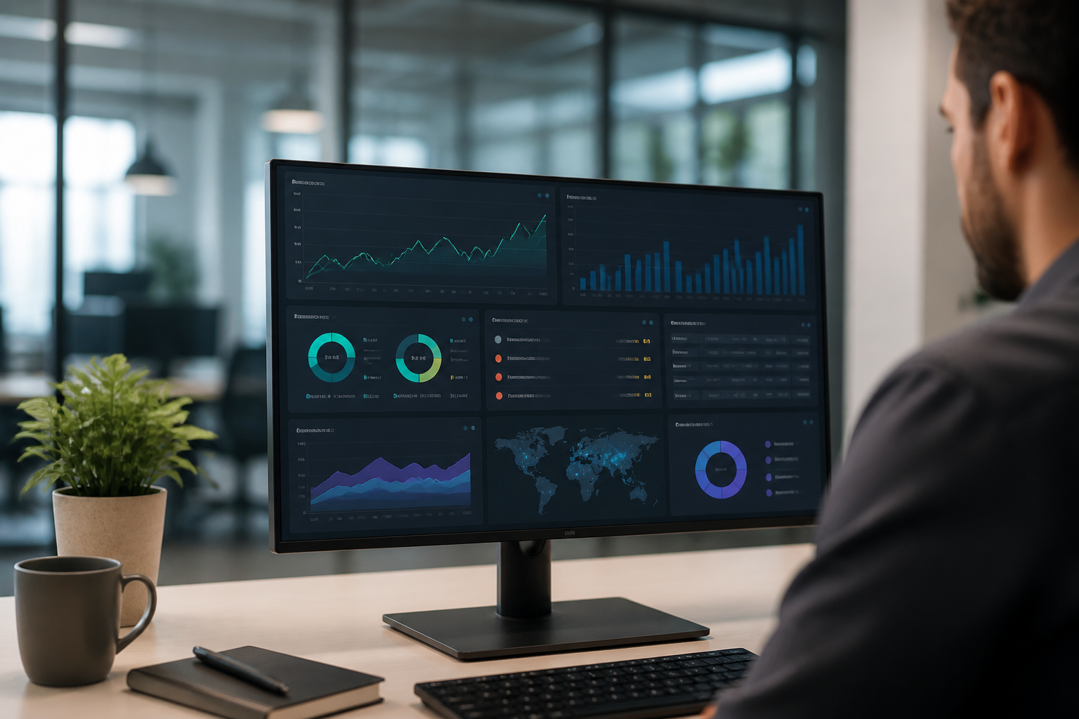 A dashboard displaying real-time system monitoring data and alerts