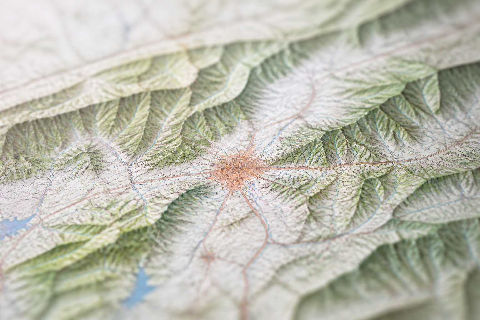 A map highlighting the mountainous terrain around Asheville, North Carolina