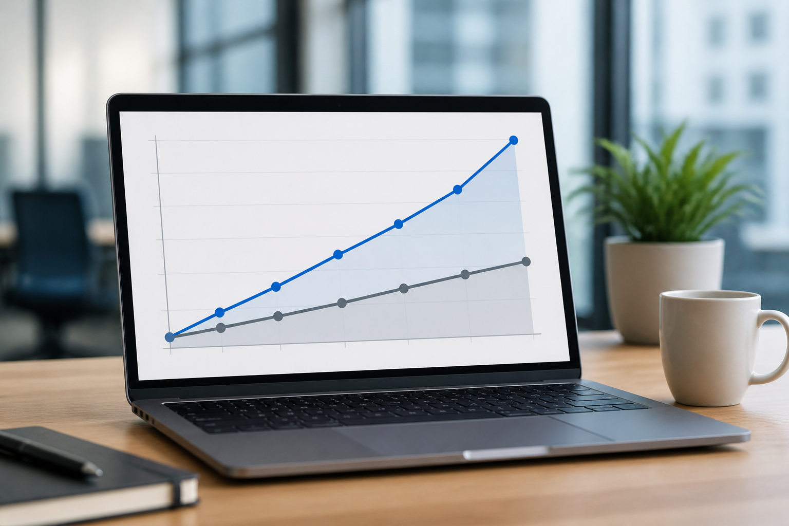 Graph showing the return on investment for managed IT services versus in-house IT