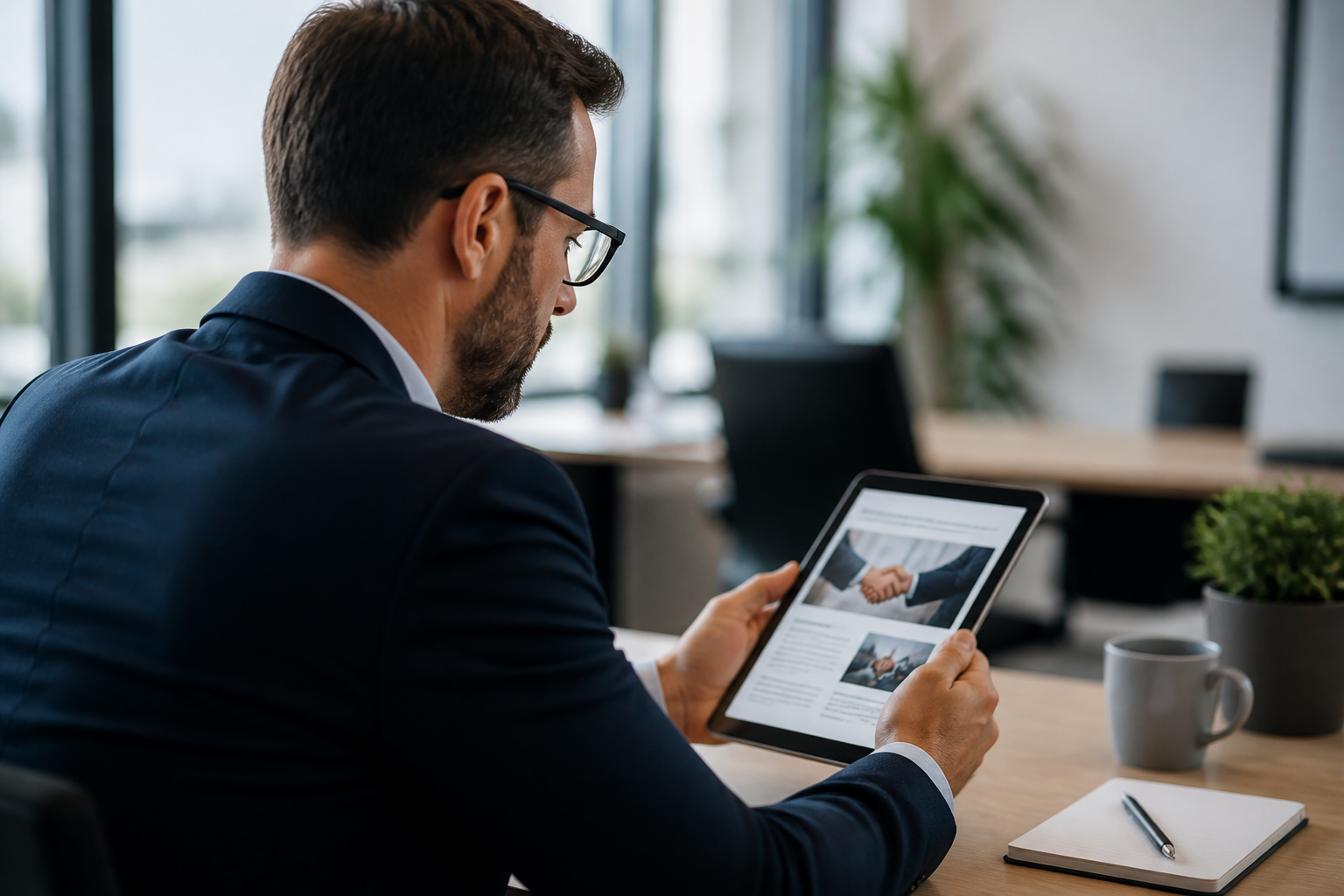 A person reviewing managed IT service level agreements on a tablet