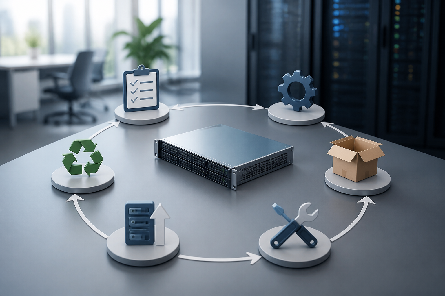 Diagram illustrating the lifecycle phases of a business server