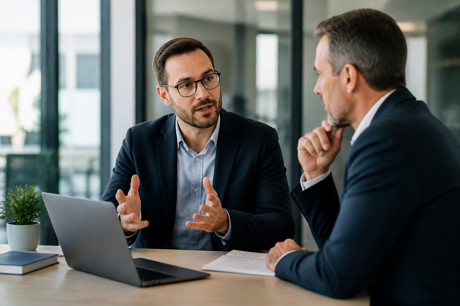 IT professional explaining FINRA compliance to financial advisor